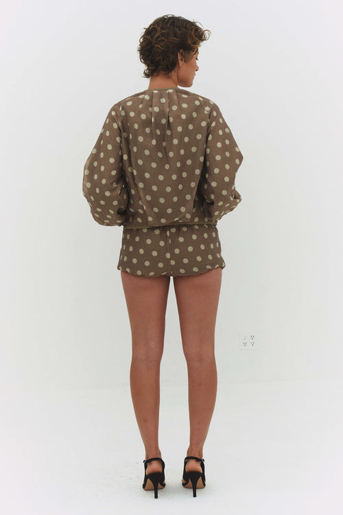 FABIO VOILE JACKET IN CREAM AND MOCHA