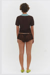 ARACI KNIT POLO TOP IN COCOA CREAM
