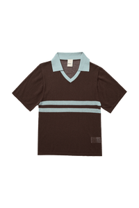 ARACI KNIT POLO TOP IN COCOA CREAM