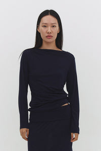 NARAE LONG SLEEVE TOP IN NAVY