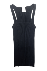 RIBBED KNIT TANK TOP IN BLACK