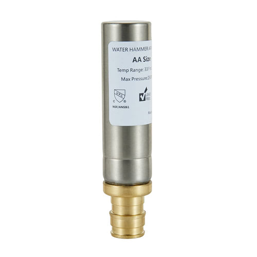 1/2" PEX-A Expansion Connection, Straight Water Hammer Arrestor, Stainless Steel