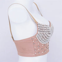 Rhinestone Beaded Bustier Corset Crop Top High Fashion Evening Party Bralette