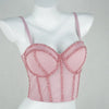 Pearl Beaded Bustier Corset Crop Top Push-Up Evening Party Camisole