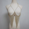 Dazzling Crystal Tassel Bikini Bra Chain & Love Pendant Chest Jewelry