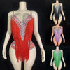 Custom Fringe Rhinestone Bodysuit & Stage Performance Dance Costume