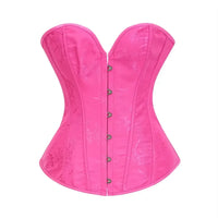 Victorian Floral Jacquard Overbust Corset Front Busk Lace-Up Bustier Top