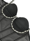 Pearl & Rhinestone Embroidered Bustier Corset Crop Top High Street Bralette