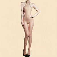 5D 912 PIN Backless Halter Oil Glossy Sheer Bodysuit Leotard