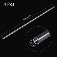 4 Pack Acrylic Pipe Rigid Round Tube Clear 0.4"(10mm) ID 1/2"(12mm) OD 20" High Impact for Lighting, Models, Plumbing, Crafts