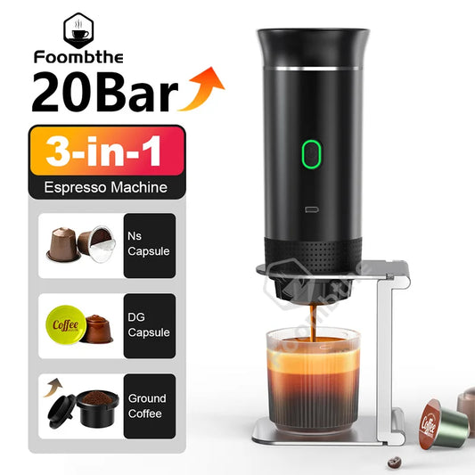 Wireless Electric Portable Espresso Coffee Machine for Car & Home Camping Coffee Maker 3-in-1 Capsule Powder Travel Coffee Maker