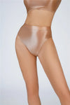 High-Waist Oil Glossy Sheer G-String Thong Satin Smooth Seamless Briefs