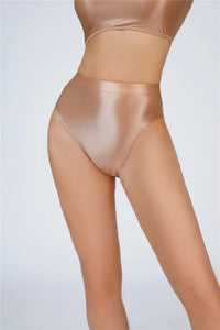 High-Waist Oil Glossy Sheer G-String Thong Satin Smooth Seamless Briefs