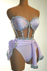 Crystal Tube Top, High-Waist Shorts & Bolero Jacket 3-Piece Performance Costume Set