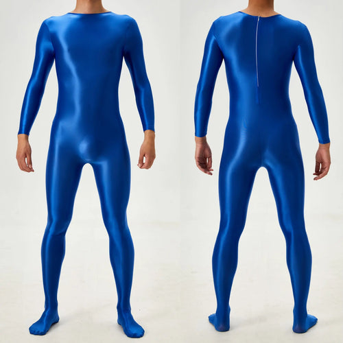 Candy Color Oil Glossy Full-Body Shaping Bodysuit Satin Smooth Leotard