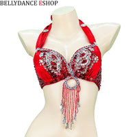 The Stardust Siren Shimmer – Sequin & Tassel Halter Belly Dance Bra Top