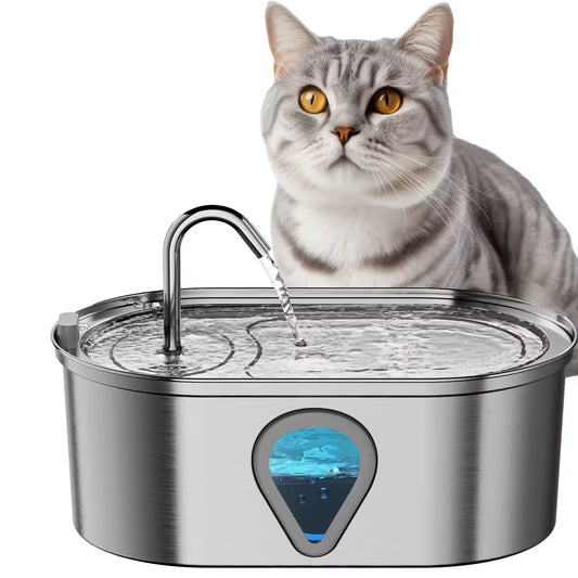 3.5L large capacity pet water dispenser automatic stainless steel cat water fountain with LED Lighting