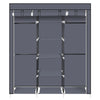 69" Portable Clothes Closet Non-Woven Fabric Wardrobe Double Rod Storage Organizer Gray