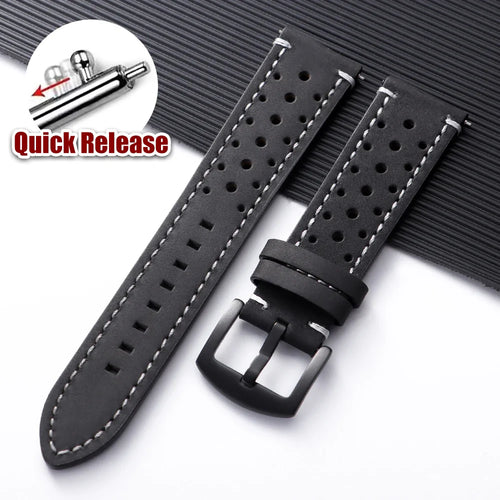 OnePlus Watch Band Quick Release Leather Strap Vintage Brown Wristband
