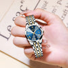 Women's Blue Sunburst Dial Two Tone Stainless Watch