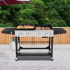 4- Burner portable gas grill and grill combination cover, 48,000 btu, propane grill combination for cooking, camping or tailcar