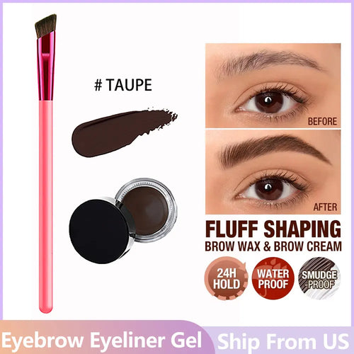 3Color Eyebrow Pomade Eyebrow Eyeliner Gel Waterproof Long-lasting Tinted Sculpted Brow Gel with Brush Eyebrow Stamp Pencil Kit
