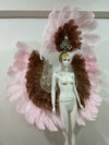 Two-Layer Feather Backpiece with Matching Rhinestone Headdress