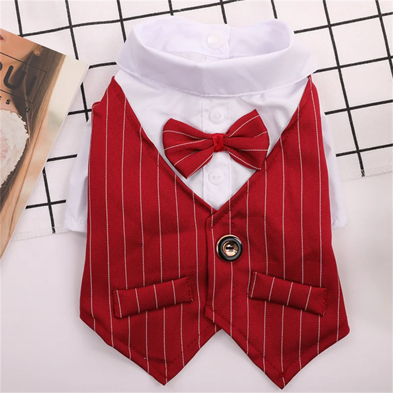 Dog Tuxedo Suit Costume Pet Cat Dog Wedding Birthday Party Formal Shirt with Bow Tie for Puppy Small Medium Dogs Costume Clothes