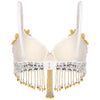 Sparkly Floral Beaded Sequin Belly Dance Bra & Tassel Performance Top