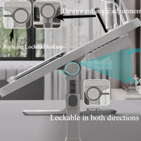 Foldable laptop bed tray table, height and angle adjustable laptop bed table, laptop table for bed/sofa/sofa chair/floor, laptop