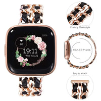 Fitbit Versa & Sense Leather Metal Band - Luxurious Design