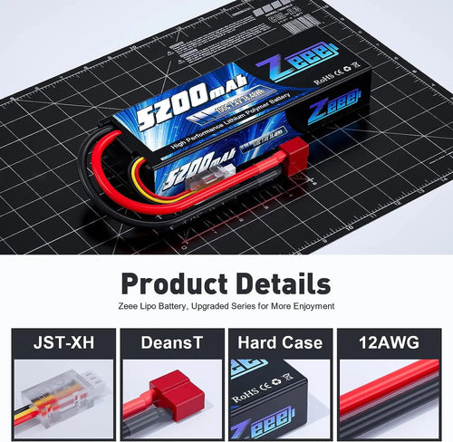 1/2 Units Zeee Lipo Battery 2S 7.4V 100C 5200mAh with Deans Connector for RC Car Truck Vehicle Buggy Losi RC Racing Models Parts EzBuyCo