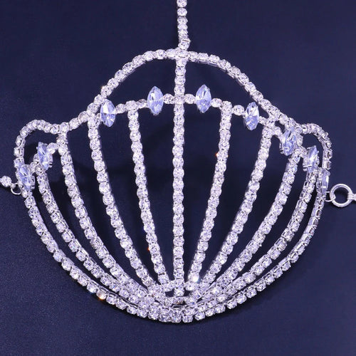 Rhinestone Shell Bra Crystal Chest Body Chain