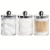 1/2/3 PC Plastic Cotton Swab Ball Pad Holder Storage Box 10 Oz Bathroom Organizer, Qtip Apothecary Jar Clear Container Dispenser