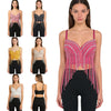 Rhinestone & Bead Tassel Push-Up Underwire Bustier Crop Top