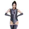Satin Oil Shiny Elastic High-Cut Bodysuit Sheer Thong Stage Leotard
