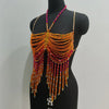 Handmade Multilayer Beaded Bra Chain & Vibrant Sunset Chest Harness