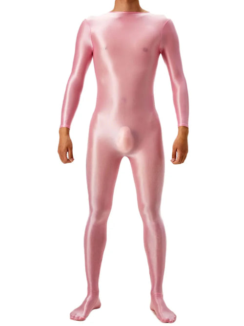 Candy Color Oil Glossy Full-Body Shaping Bodysuit Satin Smooth Leotard