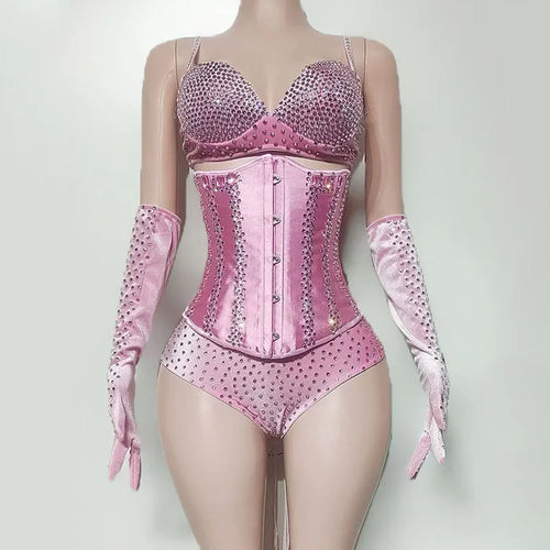 The Stardust Sugar Rush – Pink Feather & Glitter Stage Costume Set