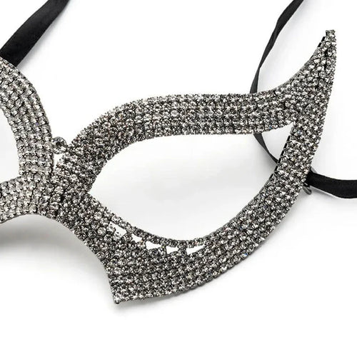 Sparkling Rhinestone Masquerade Face Mask – Breathable Crystal Veil Headwear for Banquets, Festivals & Halloween Costumes