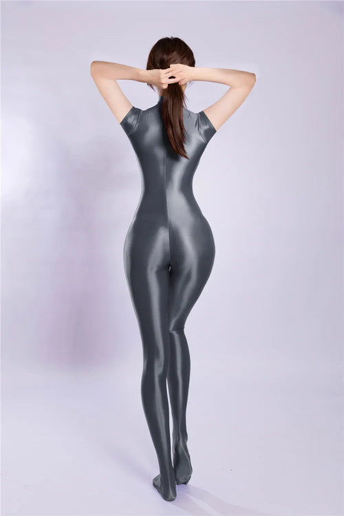 Breathable High-Stretch Zipper Crotch Yoga Bodysuit Shaping Leotard Unitard