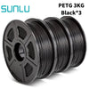 SUNLU PETG 3D Filament 1KG 3 Rolls 1.75mm +/-0.02MM 3D Printing Filament Neatly Wound Filament Vacuum Packing Fast Shipping EzBuyCo