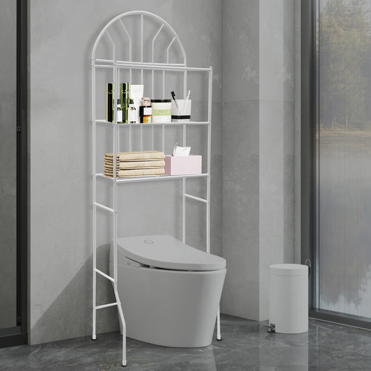 24.8*13.39*69.69 Inch 3-Tier Toilet Storage Rack Floor Standing Toilet Bathroom Organize Shelf  Easy to Clean