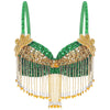 Sparkly Floral Beaded Sequin Belly Dance Bra & Tassel Performance Top
