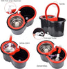 360° Spin Mop Bucket Sets with Wring System in 3 Microfiber Heads, Stainless Steel Basket 61