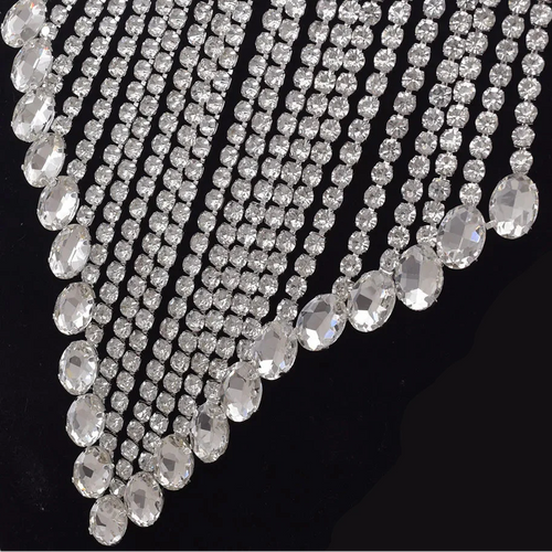 Rhinestone Tassel Fringe Necklace