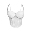 Pearl & Rhinestone Embroidered Bustier Corset Crop Top High Street Bralette