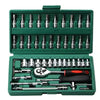 46/53pcs Drive Socket Set 1/4 inch Ratchet Wrench Set with Sockets Metric Hex Bit Socket Set Mechanic Tool Kits for Auto Repair