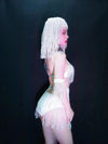 Luxury Crystal Tassel Bikini & Wig Performance Set – Premium Showgirl Stage Costume for GoGo Dancers, Nightclub DJs & Rave Outfits