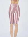 Oil Glossy High-Stretch Knee-Length Shorts Satin Shine Performance Biker Shorts